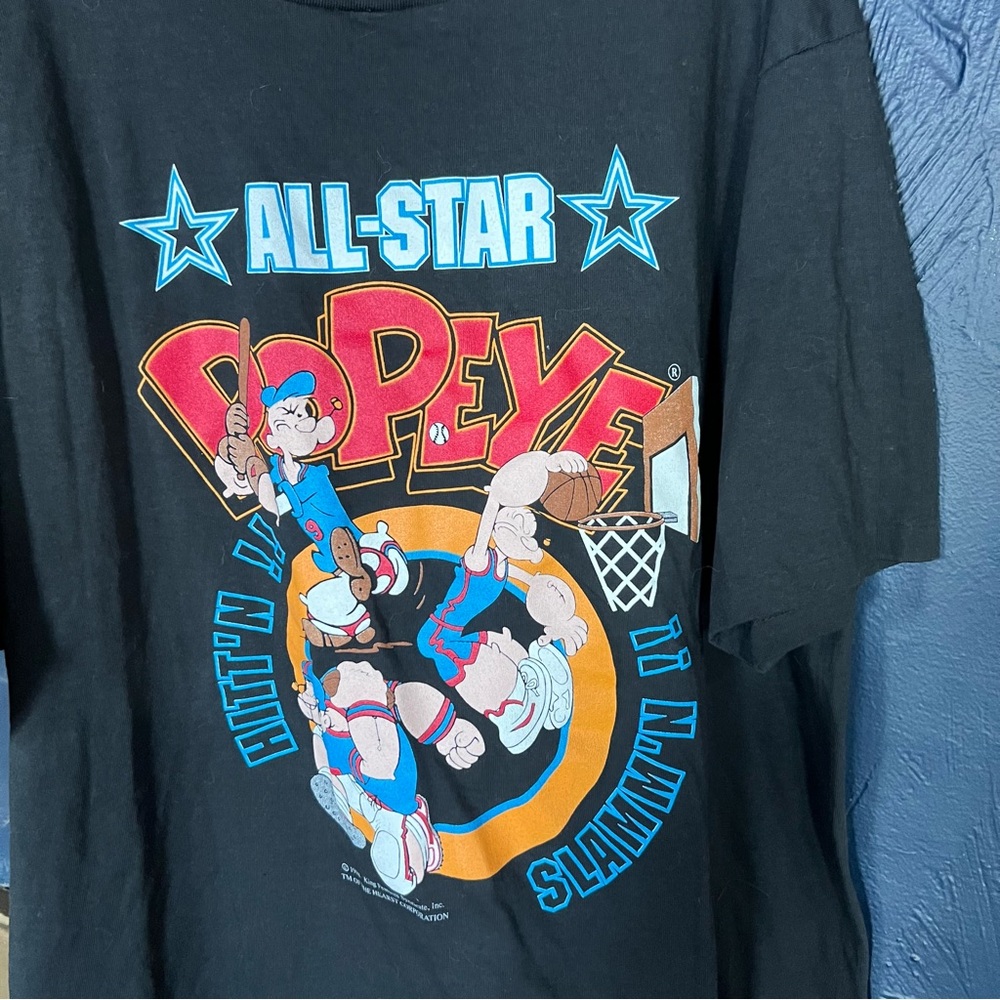 Popeye Olive Oyl Cartoon T Shirt Single Stitch Double Side Graphic XL - Picture 2 of 9